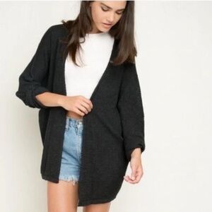 Brandy Melville Caroline Cardigan Sweater Open front Knit Charcoal gray One size